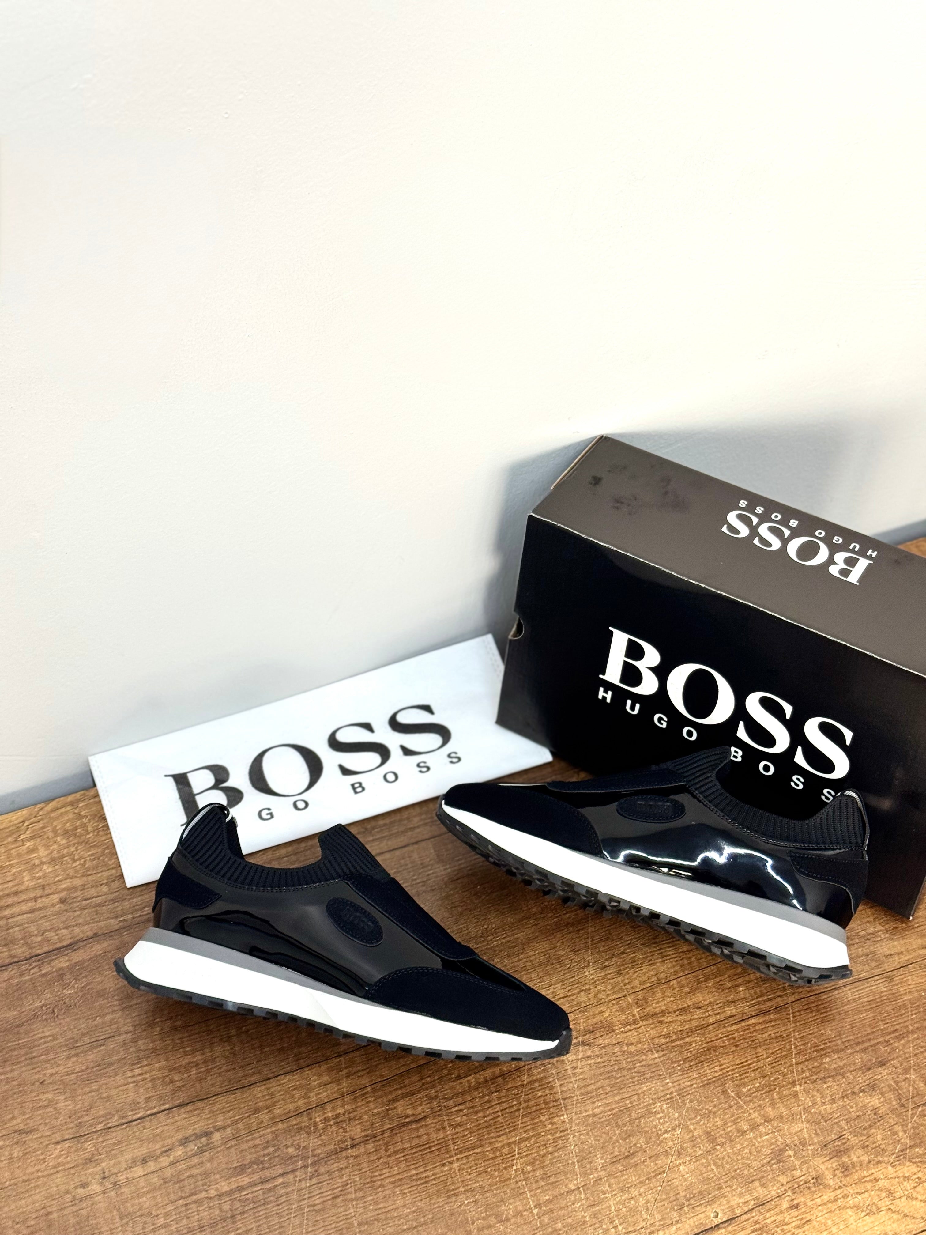 Hugo Boss Erkek Sneaker – Siyah Parlak Detay